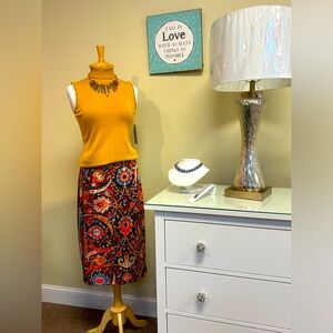 COPY Multiples mustard sleeveless turtleneck